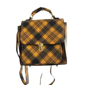 Madden Girl Yellow Plaid Backpack Shoulder Bag Purse Y2K 90s